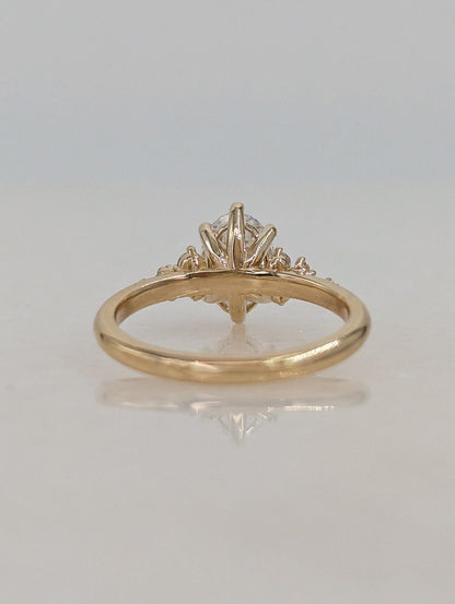 1 CT Oval Cut Cluster Moissanite Engagement Ring