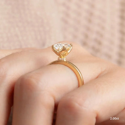 2 CT - 3 CT Oval Cut Hidden Halo Moissanite Engagement Ring