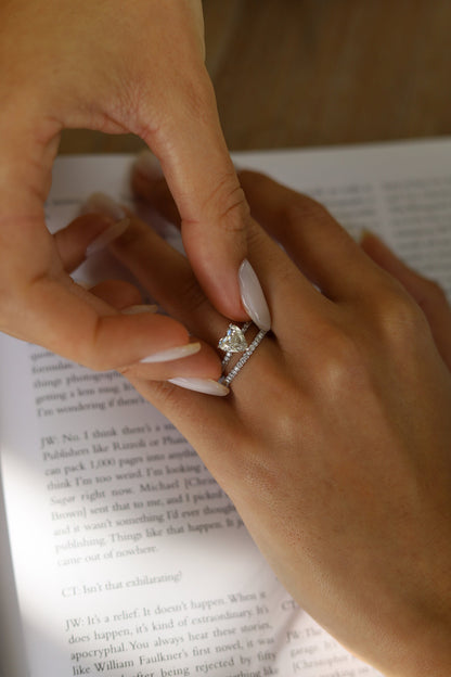 1 CT Heart Cut Pave Moissanite Engagement Ring