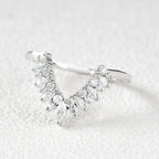 0.15 TCW Marquise & Round Moissanite Cluster Curved Wedding Band
