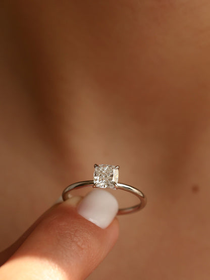 1 CT - 3 CT Cushion Cut Lab grown Diamond Solitaire Engagement Ring
