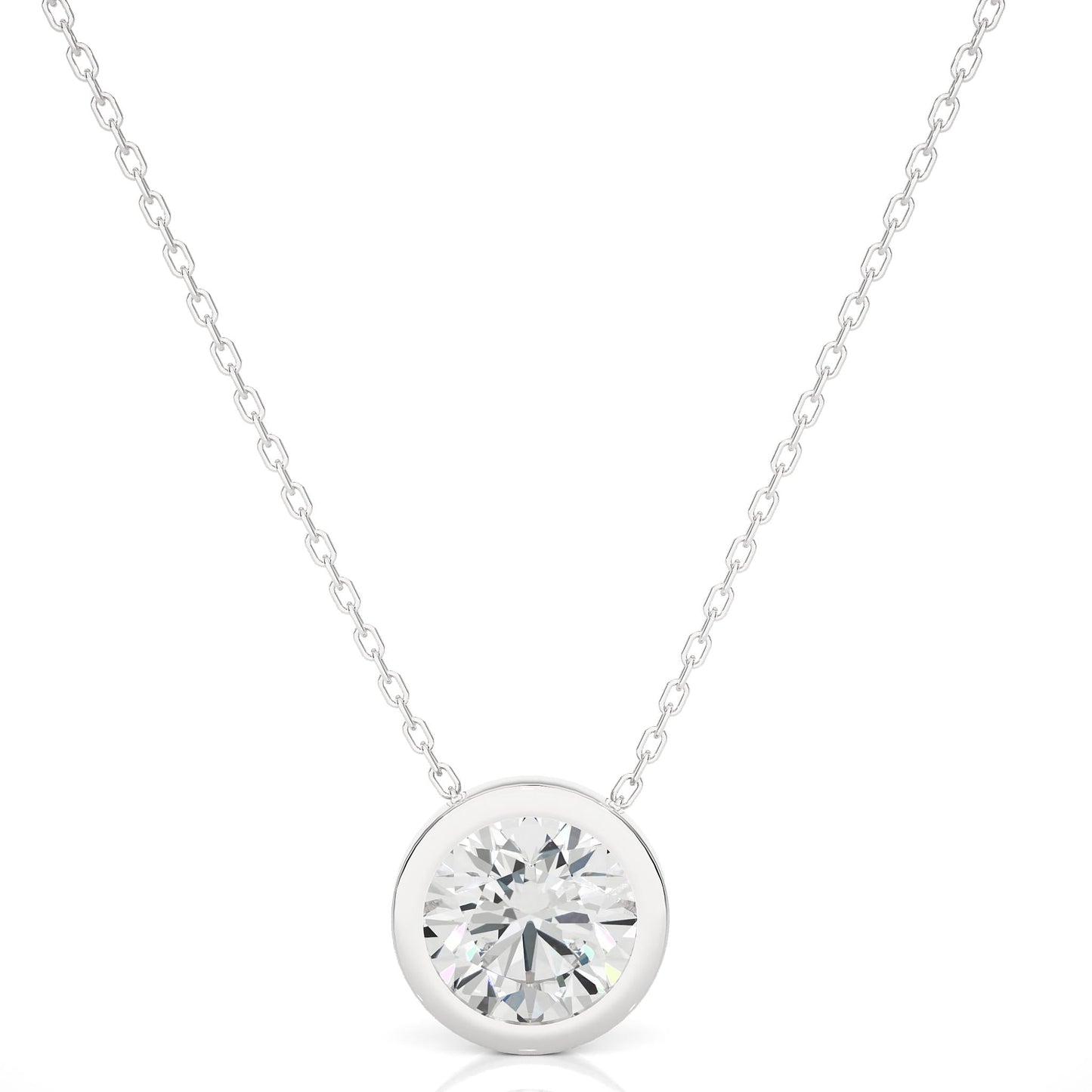 1.08 CT Round Cut Moissanite Diamond Bezel Necklace