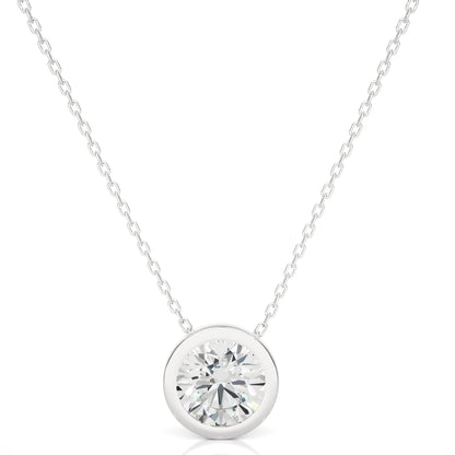 1.08 CT Round Cut Moissanite Diamond Bezel Necklace