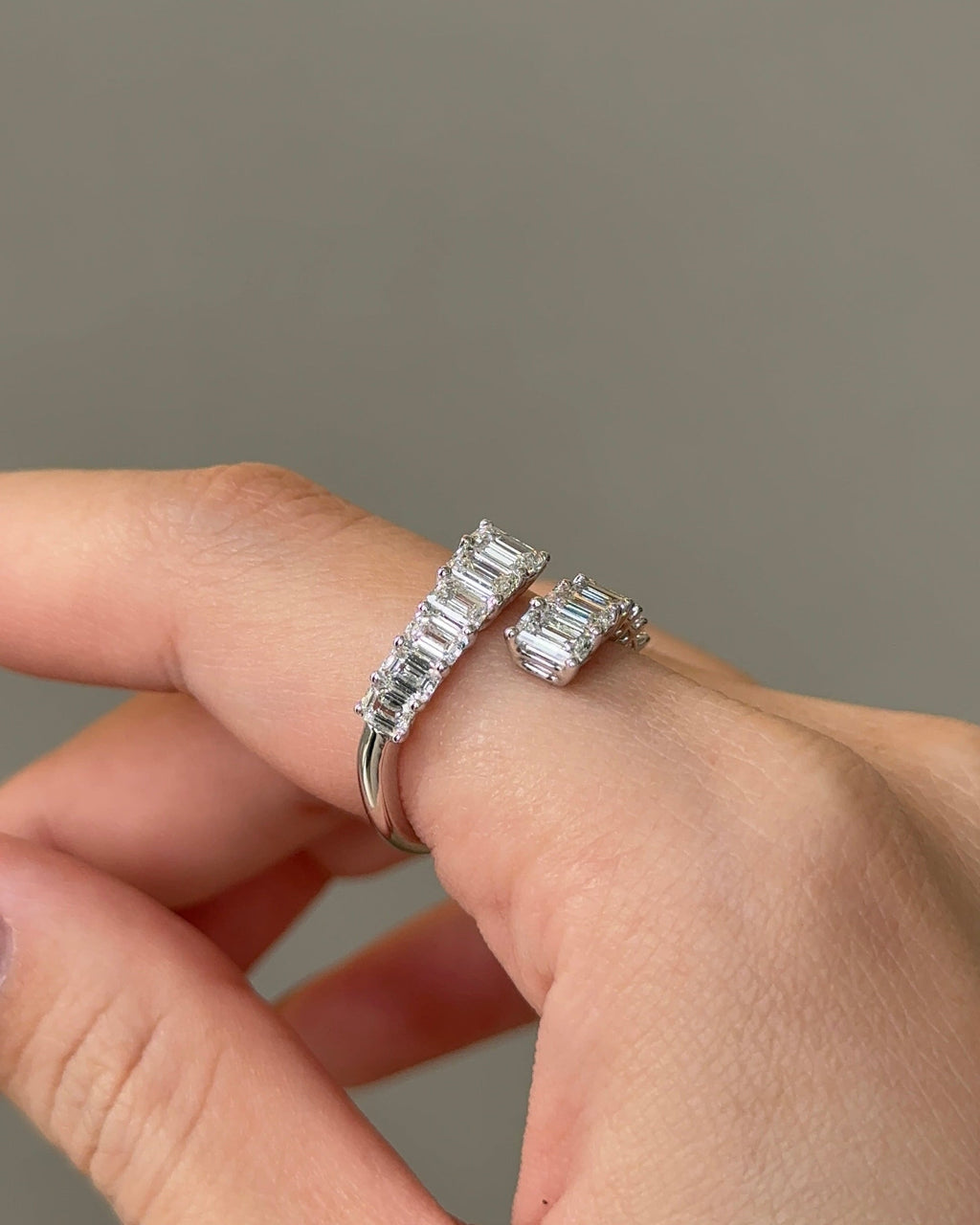 2.18 TCW Emerald CVD Diamond Open Wedding Band