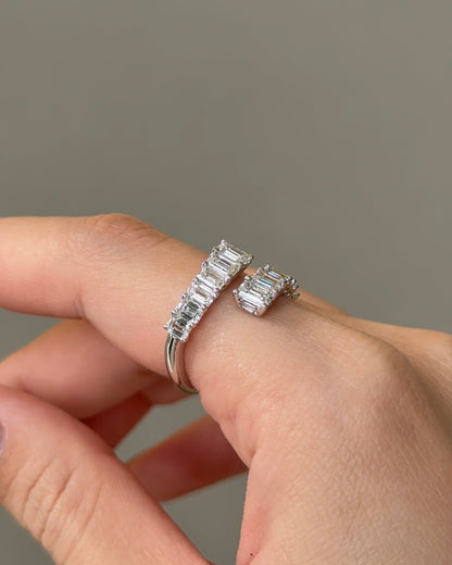 2.18 TCW Emerald CVD Diamond Open Wedding Band