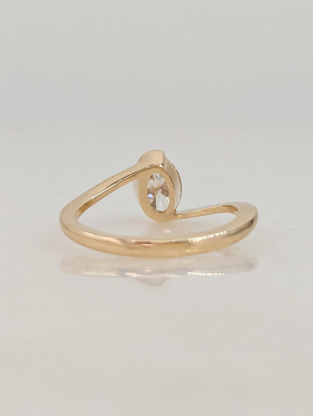 0.7 CT Oval Cut Half Bezel Unique Solitaire Moissanite Engagement Ring