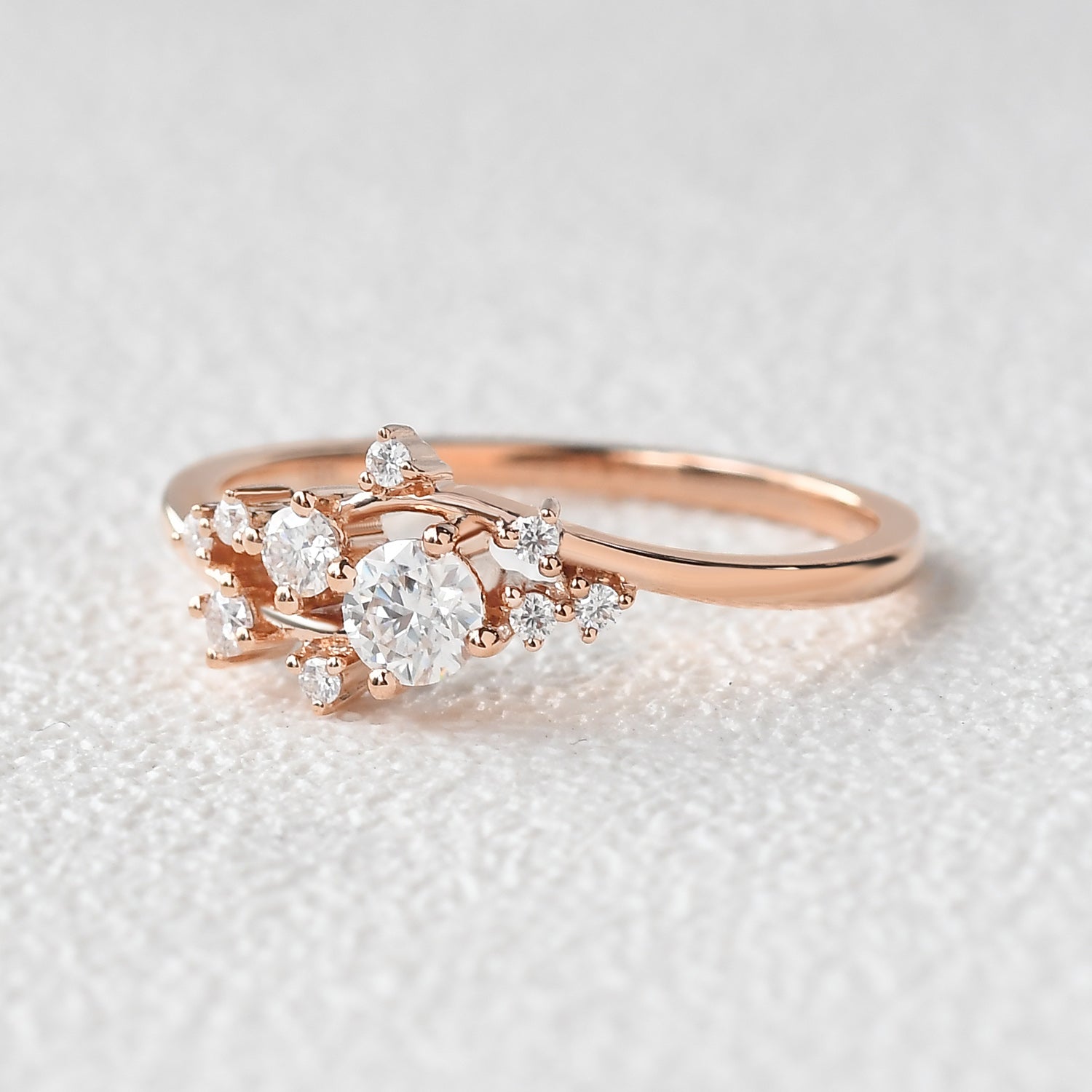 0.32 TCW Round Moissanite Cluster Wedding Band