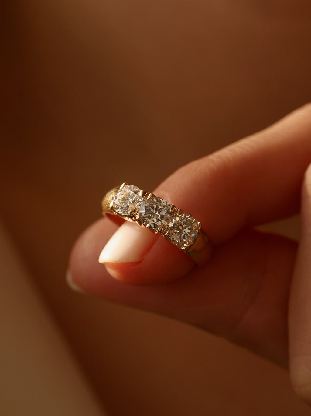 1.5 TCW  Round Cut Lab grown Diamond Three Stone Engagement Ring