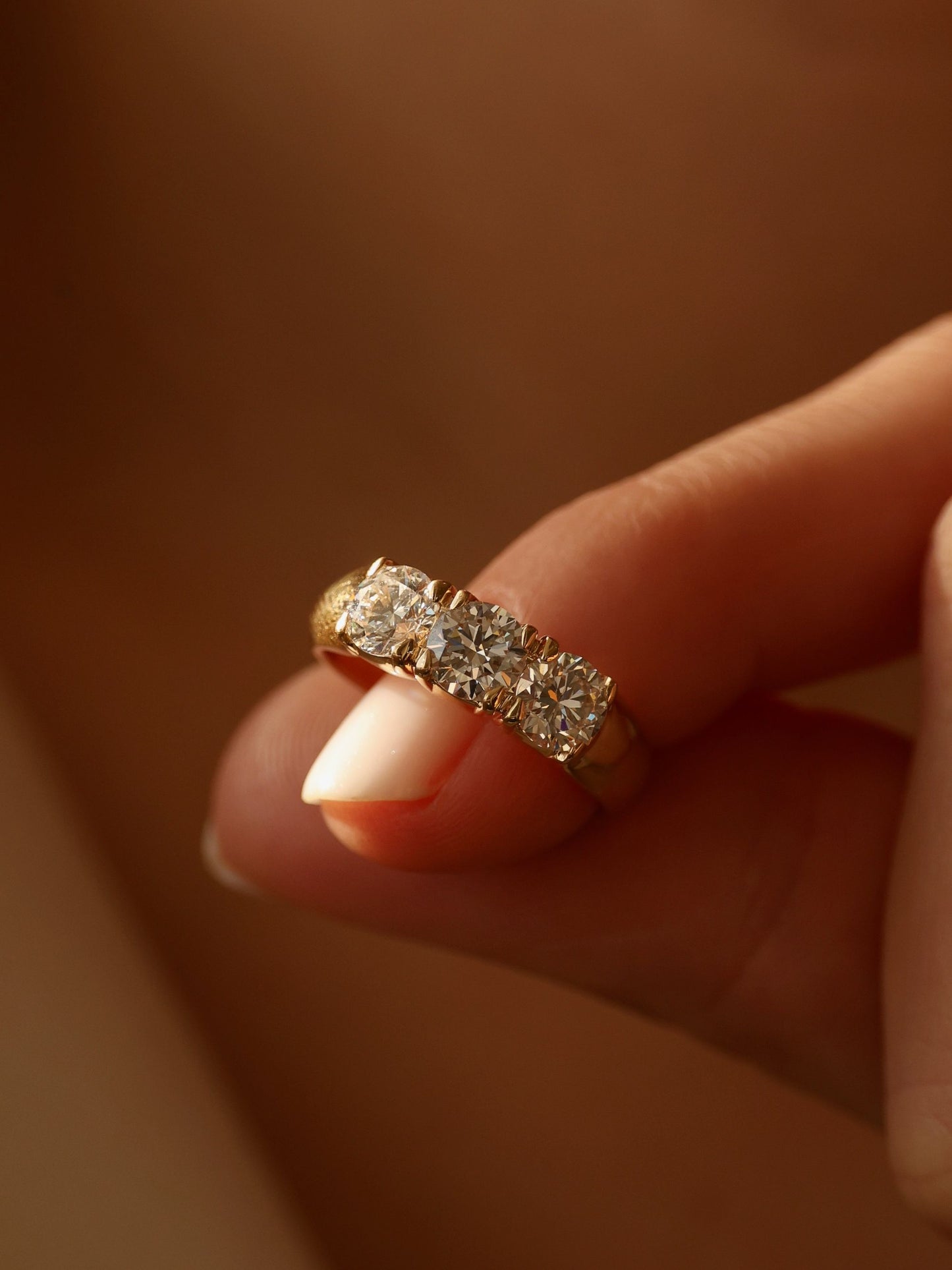 1.5 TCW  Round Cut Lab grown Diamond Three Stone Engagement Ring