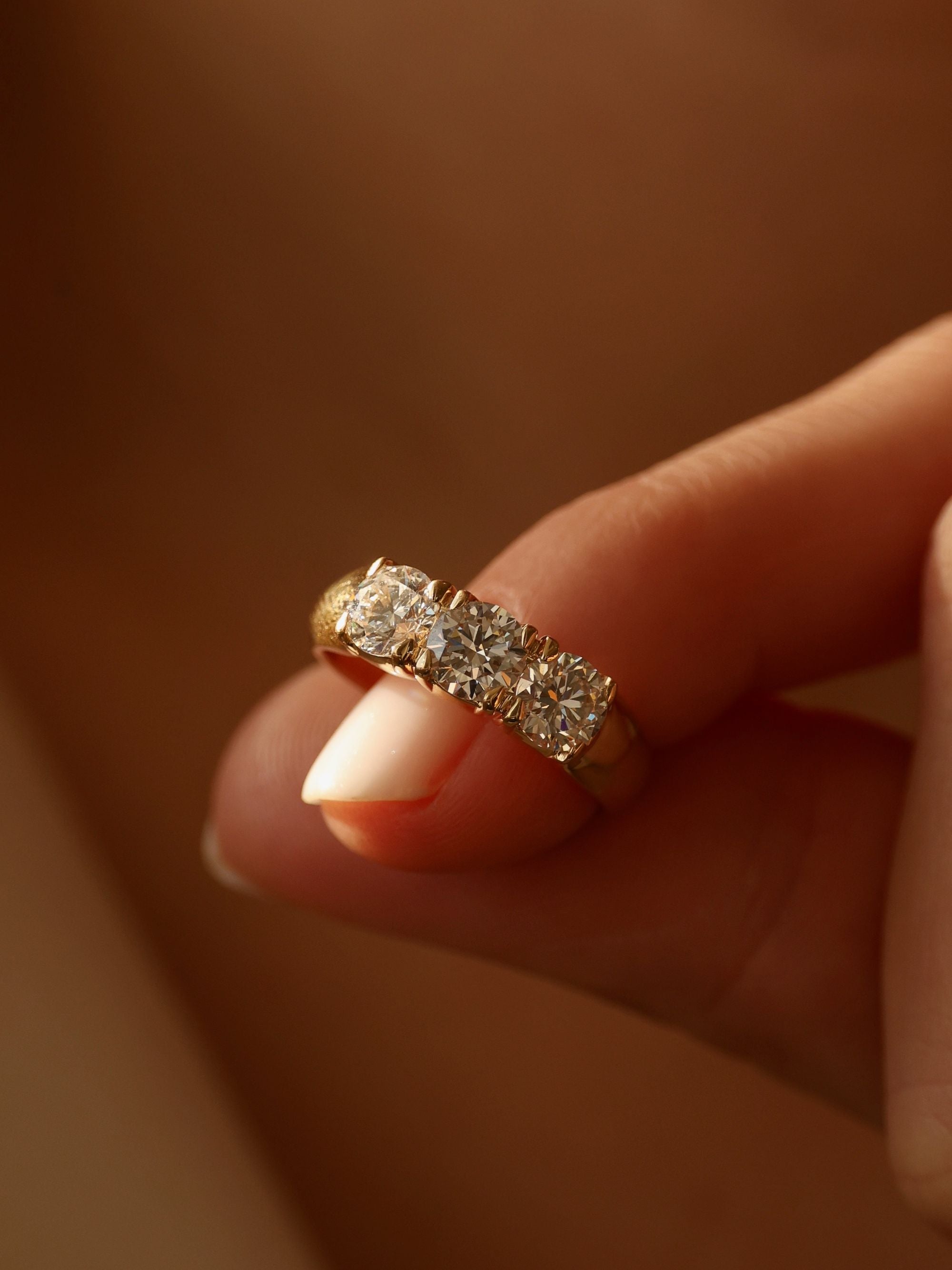 1.5 TCW  Round Cut Lab grown Diamond Three Stone Engagement Ring