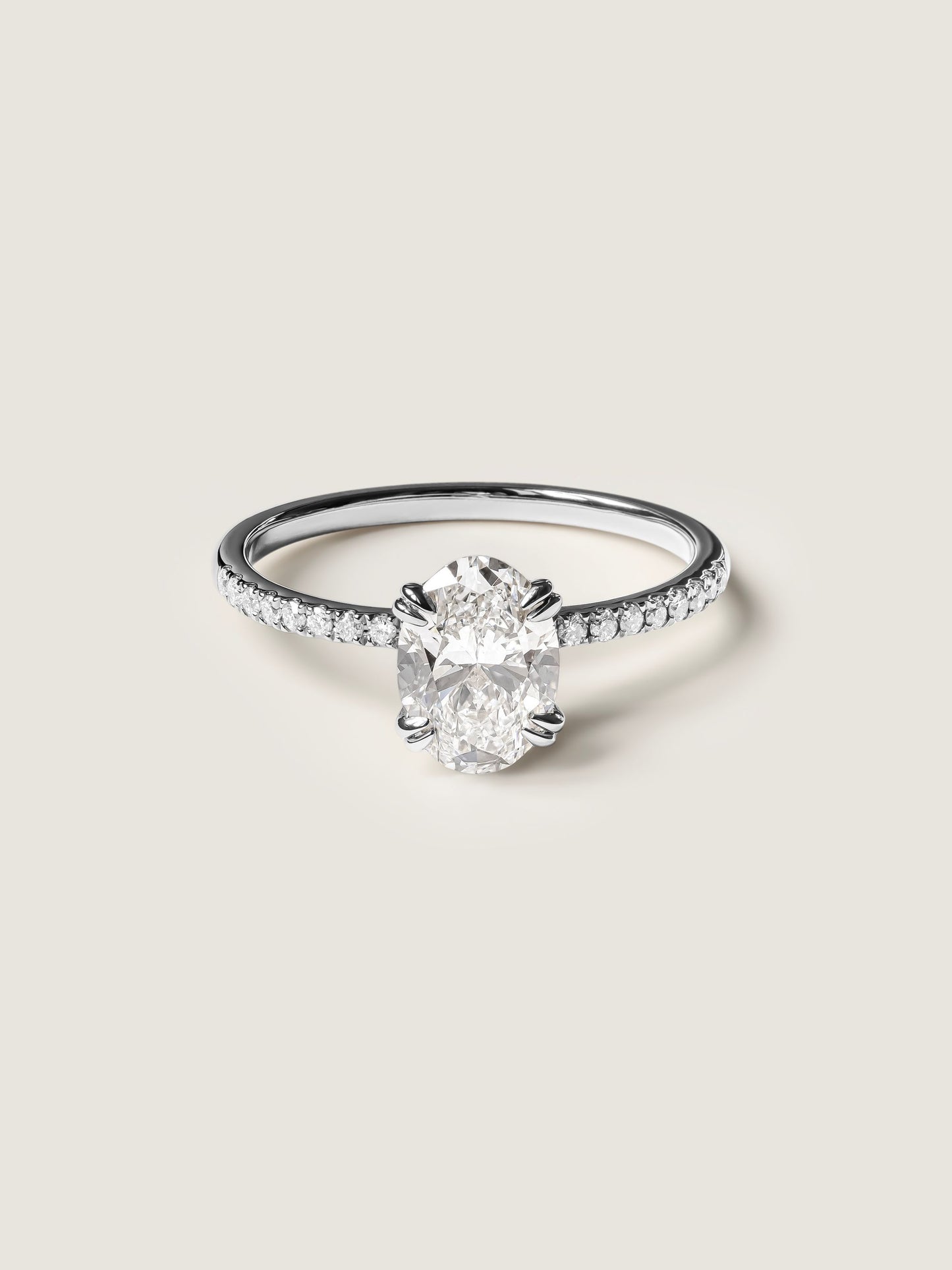 1.2 CT - 3.2 CT Oval Cut Lab grown Diamond Pave Engagement Ring