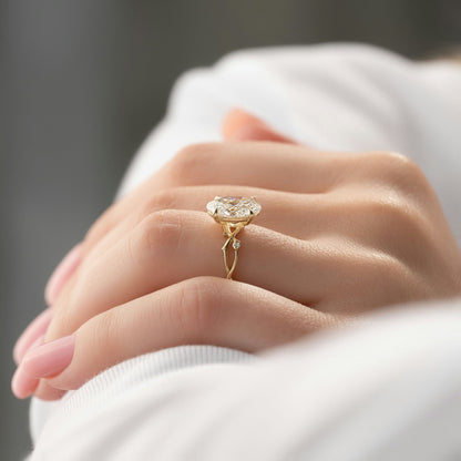 1 CT - 2 CT Oval Cut Twig Style Moissanite Engagement Ring