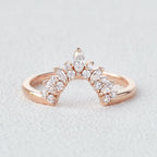 0.15 TCW Marquise & Round Moissanite Cluster Curved Wedding Band