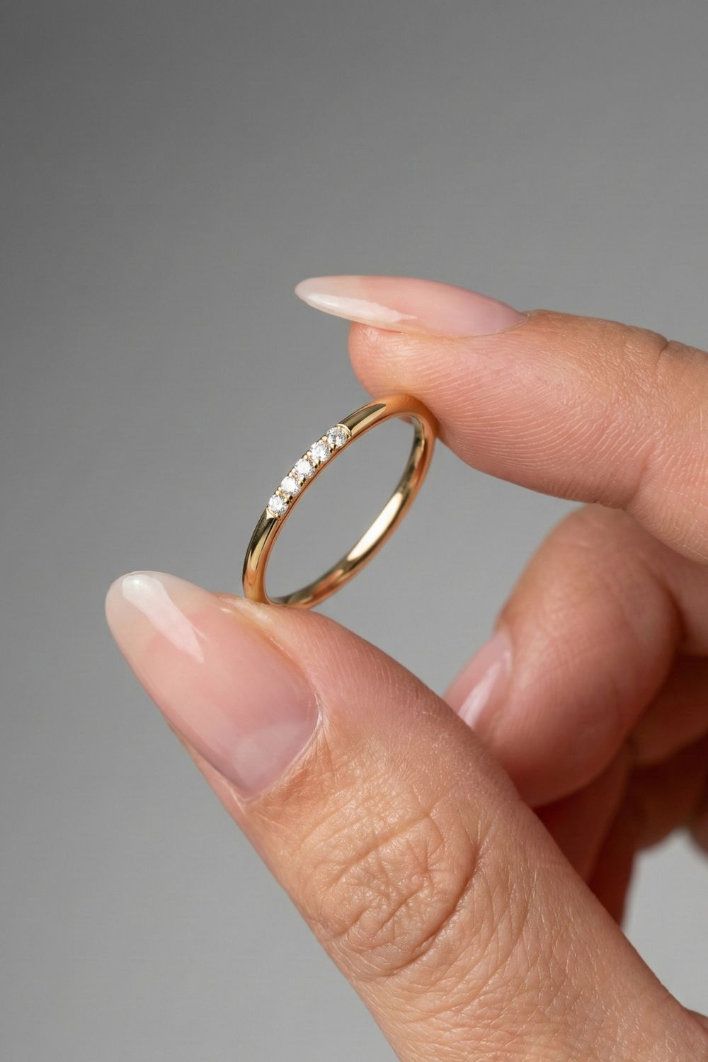 Round Moissanite Five Diamond Wedding Band