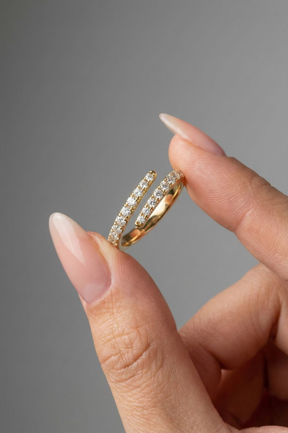 Round Moissanite Open Eternity Band Wedding Band