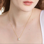 0.25 - 3.00 CT Emerald Cut Moissanite Diamond Solitaire Necklace