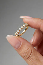 Round Moissanite Half Eternity Wedding Band