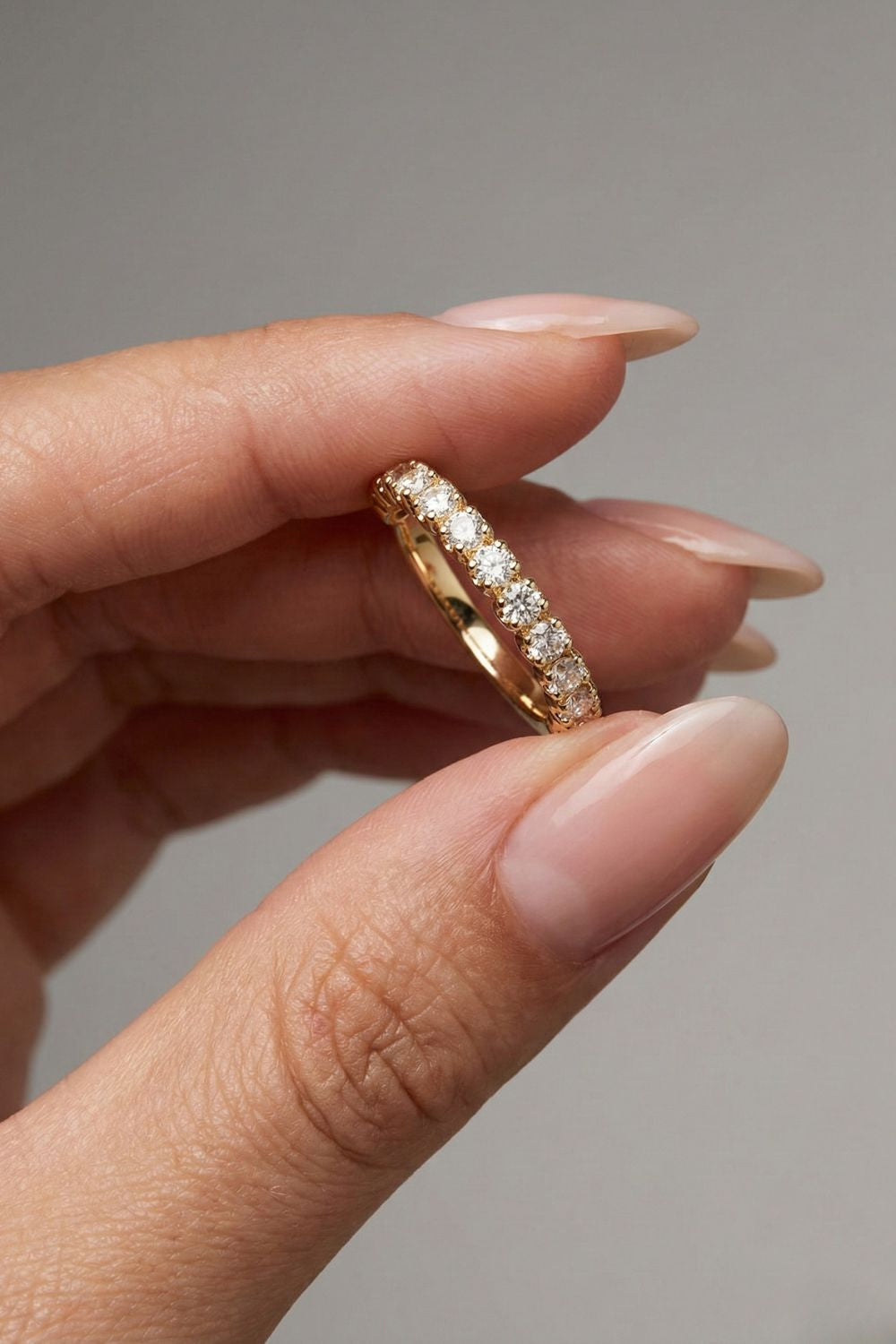 Round Moissanite Half Eternity Wedding Band