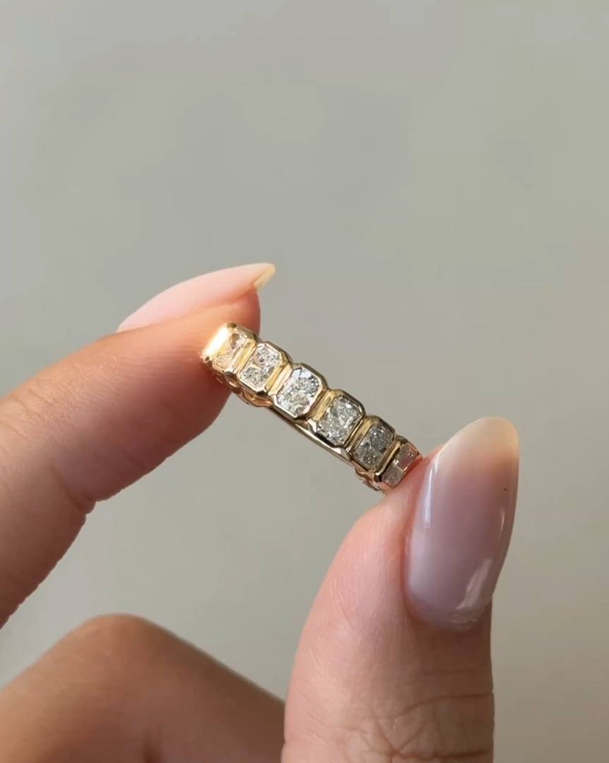 Radiant CVD Diamond Half Eternity Wedding Band